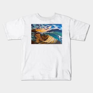 Season of Miracles, Parting the sea, Sunset, Modern Sunset, Modern Beach Wave, Ocean Wave Kids T-Shirt